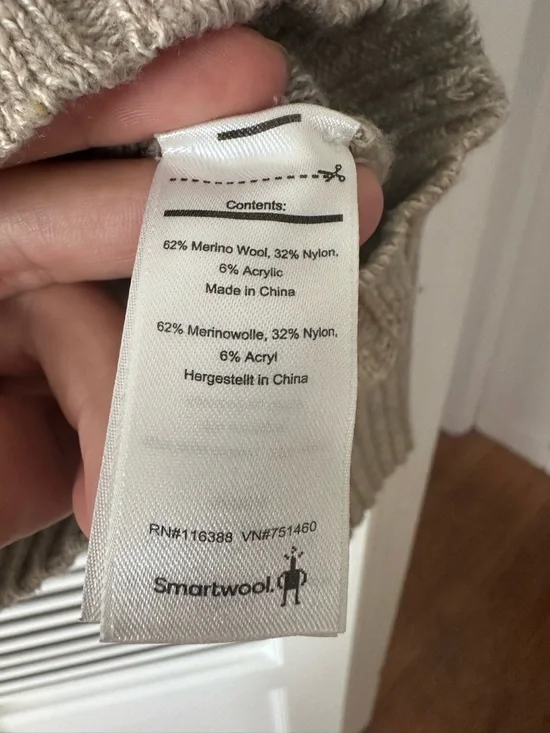 Smartwool Men's Taupe Cable-Knit Crewneck Sweater - Picture 3 of 4